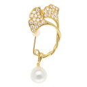 ミキモト ブローチ ミキモト 18金 アコヤパール ダイヤモンド レディース MIKIMOTO 中古イチョウ ダイヤモンド