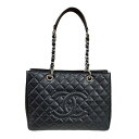 シャネル GSTトート マトラッセ トートバッグ シャネル キャビアスキン A50995 ブラック レディース CHANEL 中古チェーン