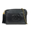 シャネル ショルダーバッグ シャネル ラムスキン ブラック レディース CHANEL 中古チェーン フリンジ