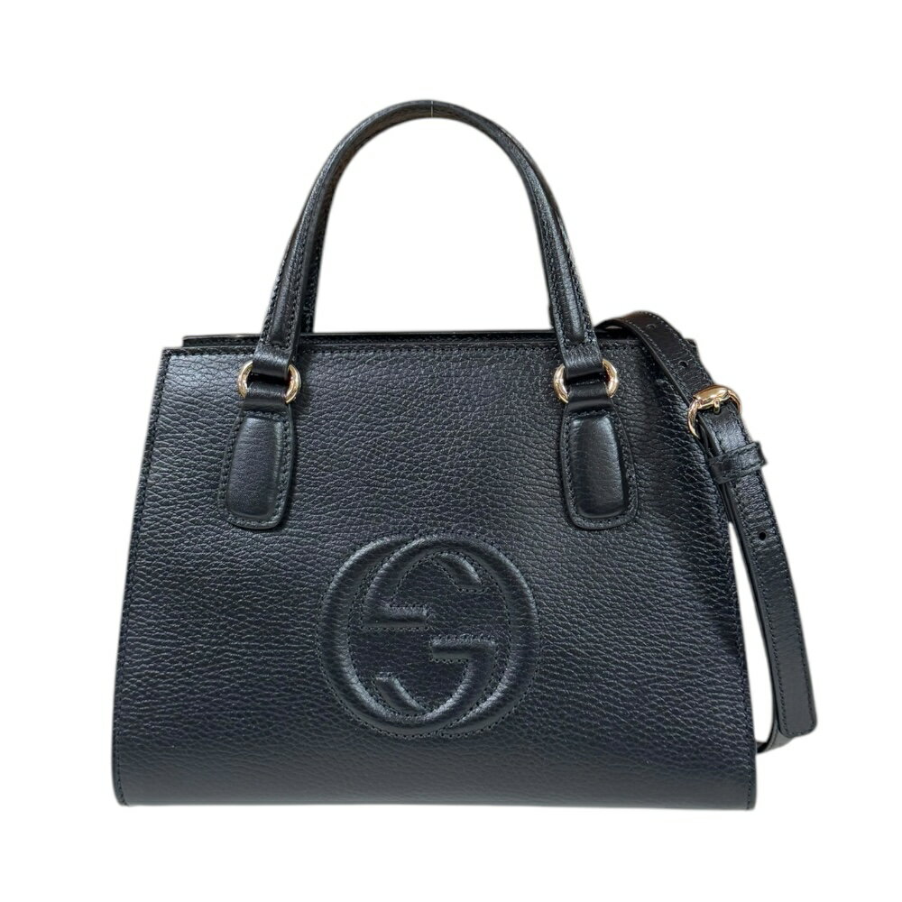 グッチ アウトレット品 インターロッキングG ソーホー ショルダーバッグ グッチ レザー 607722 ブラック レディース GUCCI 中古2way