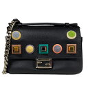 フェンディ ダブルマイクロバゲット マルチスタッズ ショルダーバッグ フェンディ レザー 8M0371 ブラック レディース FENDI 中古2way(4)