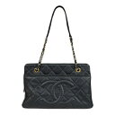 シャネル マトラッセ トートバッグ シャネル キャビアスキン A67294 ブラック レディース CHANEL 中古チェーン