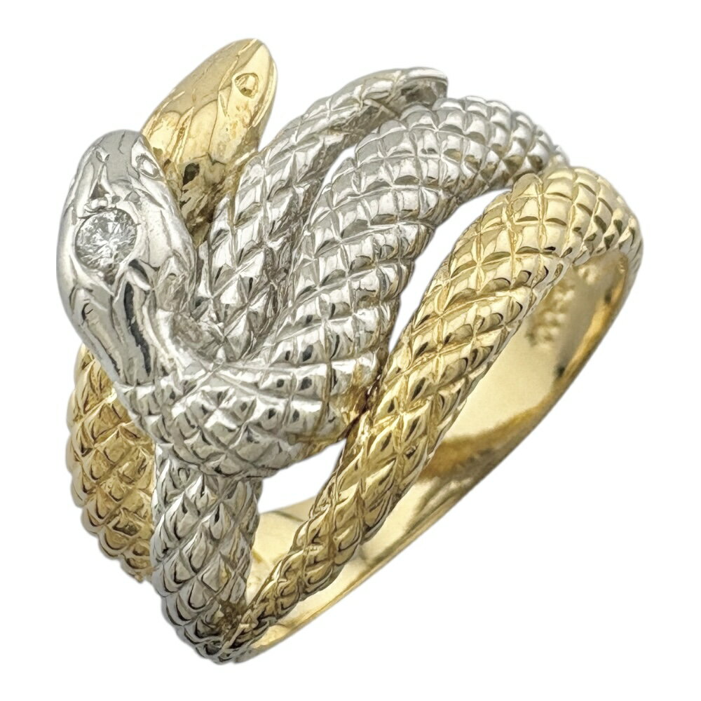 リング 指輪 13号 18金 ダイヤモンド 0.02ct レディース 中古ヘビ　アニマル(4)