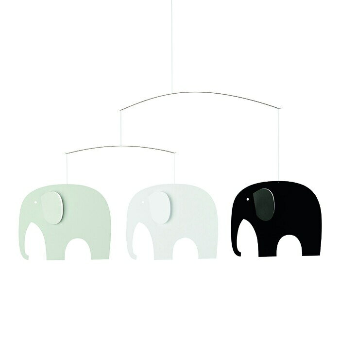 Flensted mobiles フレンステッドモビール Elephant Party black/gray/whit可愛い象のモビールインテリア、知育、リラックスにも効果的デンマークの動く彫刻 - バランスモビール ＜Flensted Mobiles フレンステッドモビール＞DENMARK Flensted Mobiles（フレンステッドモビール）社は、1954 年クリスチャン・フレンステッドと妻グレーテにより、童話作家アンデルセンの故郷であるデンマークのフュン島で設立されました。 彼らは、古くからデンマークの伝統的な手工芸として継承されてきたペーパークラフトを、現代のライフスタイルに合わせたバランスモビールとして生まれ変わらせました。 素材には紙やプラスチック、木材等を用いており、パーツひとつひとつが自由に動きまわる遊び心満載のモビールは、知育玩具としても親しまれています。 また、簡単に天井から飾れるためプレゼントとしても喜ばれています。 現在は、彼らの息子オーレと妻アーセ、そして彼らの子どもたち 3 世代で伝統を守っています。 数々の美術館とコラボレーションし、 世界中から注目されているデンマークを代表するブランドです。パッケージパッケージサイズ約195mm×450mm