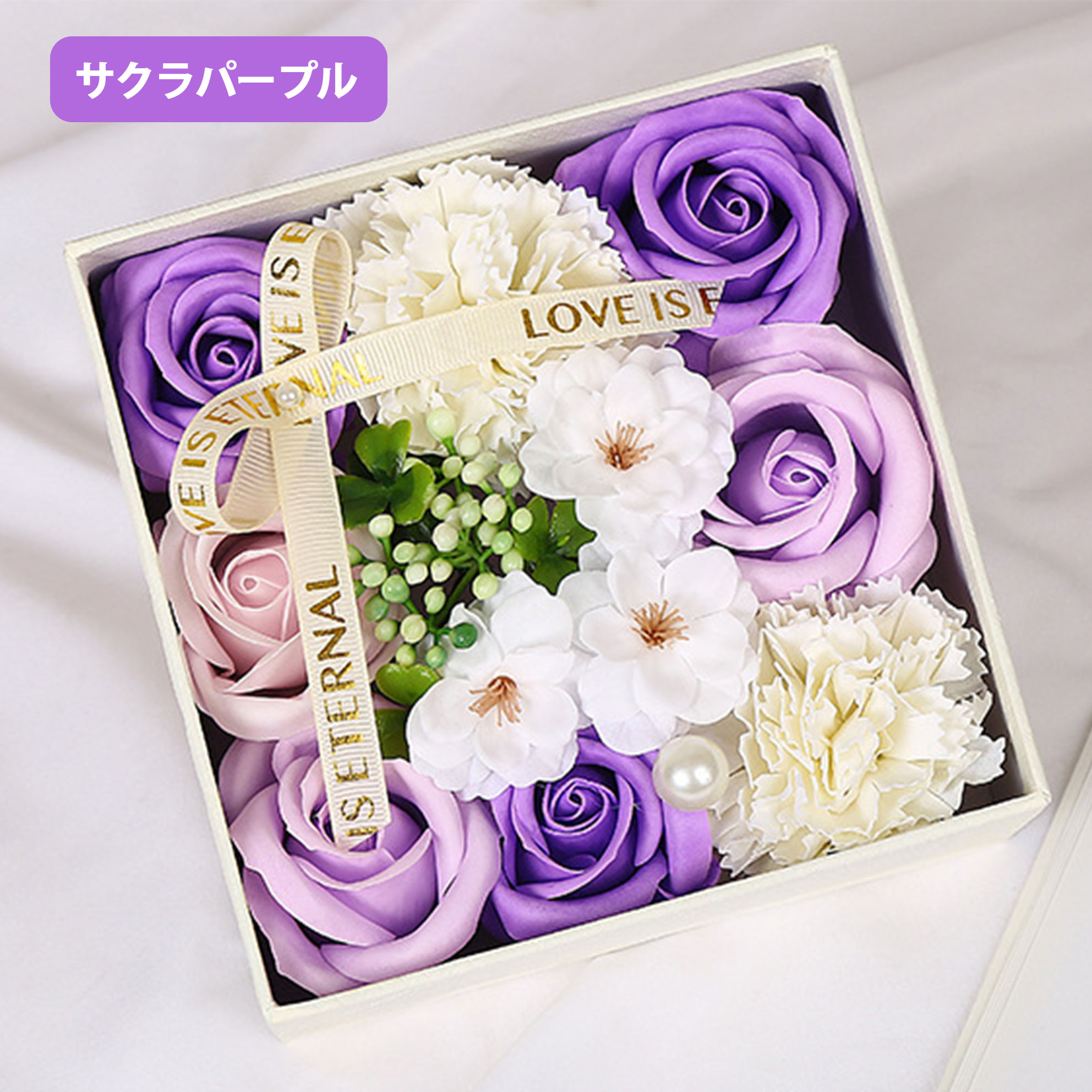 母の日 ソープフラワー ボックス カーネーション ロース 桜 さくら ヒマワリ 花束 ギフトラッピング可 石鹸花 造花 ドライフラワー 枯れない花 おしゃれ雑貨 飾り物 置物 インテリア 贈り物 プレゼント お祝い 彼女 妻 母 女性 友達 誕生日 記念日 バレンタイン 結婚式の商品画像 3