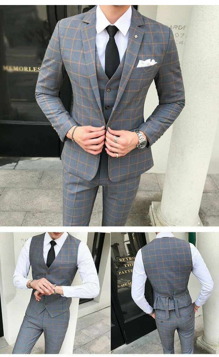 【限定セール】ビジネススーツ メンズ 秋冬 3ピーススーツ スリーピース チェック柄 事務服 通勤 面接 メンズスーツ フォーマルスーツ おしゃれ スリム 防シワ セレモニースーツ 二次会 結婚式 スタイル カジュアル パーティ サラリーマン