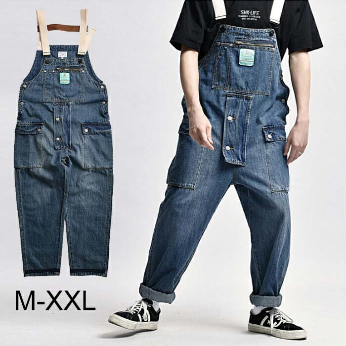 オーバーオール メンズ 作業着デニム サロペット メンズオーバーオール Overalls men デニム ゆったりサロペットcarg…