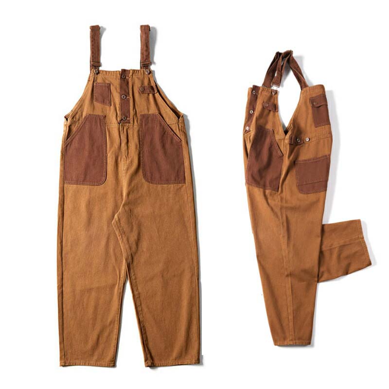 オーバーオール メンズ 作業着 デニム サロペット オーバーオール メンズ カラーブロック ジーンズ overalls 厚手 作…