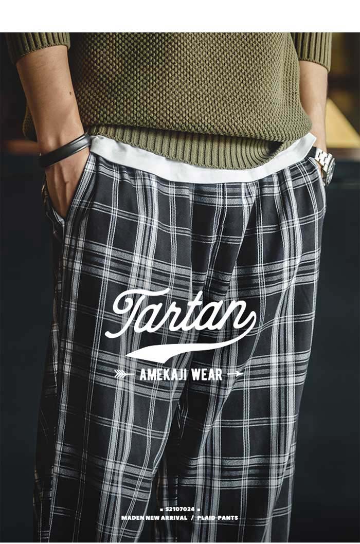 M~3XL テーパードパンツ ワイドパンツ パンツ メンズ チェックパンツ 大人 アンクルパンツ チェック チェック柄 アンクルパンツ カジュアル きれいめ ゆったり 柄パンツ ルームウェア ロング丈 ジャージ 部屋着 春秋 スウェットパンツ 男性