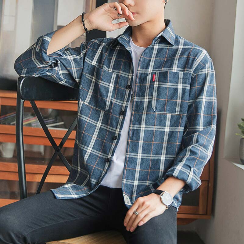 【限定セール】M-4XL チェックシャツ カジュアルシャツ メンズ 長袖シャツ 春服 秋服 オシャレ シャツ 長袖シャツ 春 無地長袖カジュアルスリムフィットシャツ春 メンズ ポケット付きM L LL 3L 4L 5L