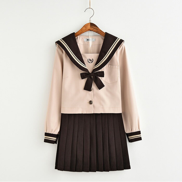 S~2XL セーラー服 レディース制服 コスプレ セーラー服 大きいサイズ衣装 仮装学生服 コスチューム 茶色 長袖 上下セット 女子制服 JK制服 高校生 コスプレ衣装 可愛い JK服 学園祭 大人 セクシー ハロウィン セーラー 服 高校生 中学生 cos cosplay TK-S