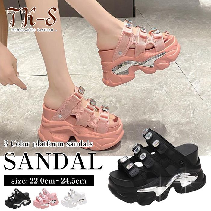 楽天TK-S楽天市場店【限定セール】22~24.5cm スポーツサンダル 厚底 レディース スポサン 春夏 女性 ミュール ストラップ ファッション カジュアル 厚底10.5cm アウトドア 厚底スポーツサンダル レディース 春夏 シューズ 美脚 脚長効果 履きやすい サンダル ヒール TK-S