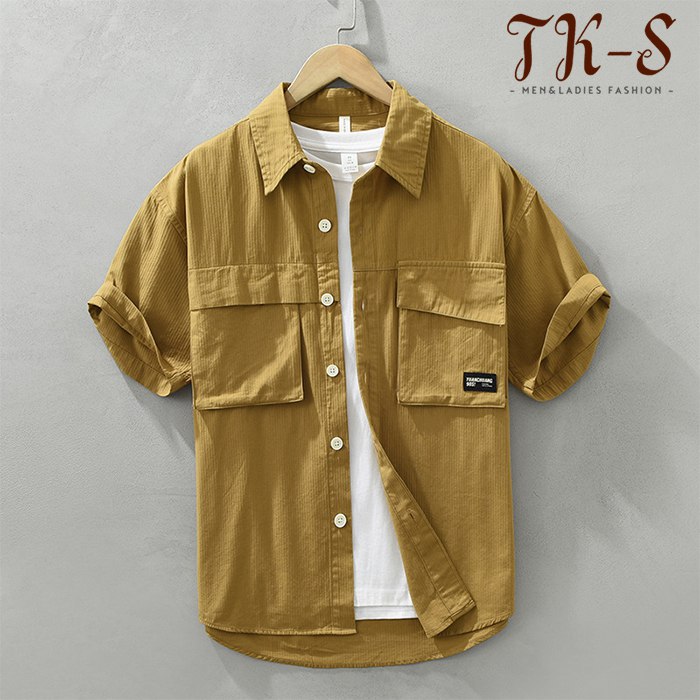 M-3XL 半袖シャツ メンズ カジュアルシャツ 開襟シャツ 胸ポケット 夏物 春 夏 無地 綿100% コットン メンズ 半袖 男性 夏服 ゆったり 快適な 柔らかい メンズ 服 オシャレ お洒落 通気性 快適 父の日 プレゼント mms TK-S