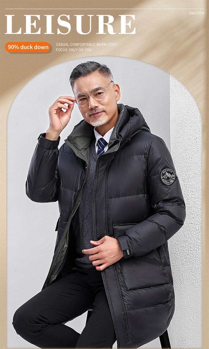 M~3XL ダウンジャケット メンズ 厚手 ダウン90% ダウンコート アウター ミドル丈 秋 冬 真冬 防寒 防風 紳士用 通勤 ビジネス パーカー 紳士 軽量 保温 撥水 軽量羽毛 フード付き 秋物 冬物 大きいサイズ プレゼント ギフト 父の日 40代 50代 60代 TK-S