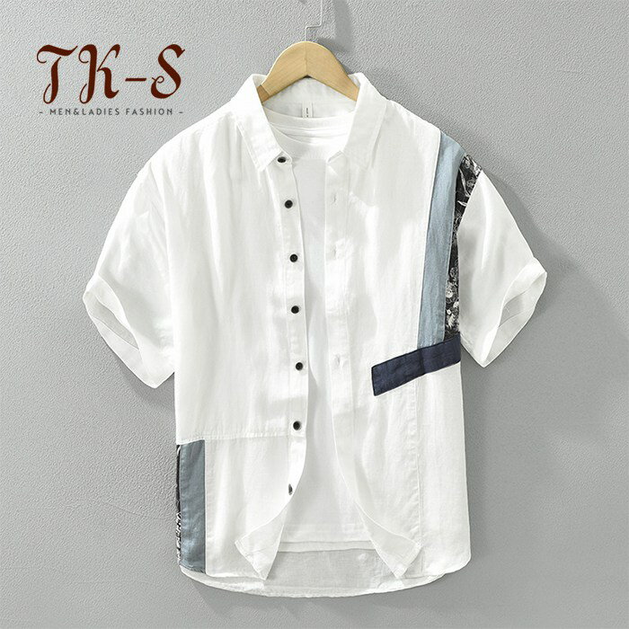 楽天TK-S楽天市場店M-3XL 半袖シャツ メンズ カジュアルシャツ リネンシャツ 開襟シャツ 春 夏 亜麻 リネン メンズ 夏物 春 半袖 男性 夏服 ゆったり 快適な 柔らかい メンズ 服 オシャレ お洒落 通気性 快適 プレゼント ギフト mms TK-S