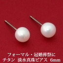 淡水パール ピアス (6mm)金属アレルギー 安心 純チタン アレルギーフリー チタンポスト 真珠 パール ピアス 淡水真珠 【レディース アクセサリー シンプ...