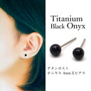 純チタン ピアス オニキス (丸玉 4mm) チタンポスト 金属アレルギー 安心 黒 ブラック パワーストーン 厄除け 一粒 1粒 ボール ピアス 【 大人 可...