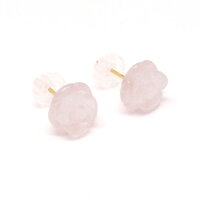 18金ローズクォーツ薔薇ピアス18KK18花びらフラワーデザイン花バラばらピンク【レディースピアスアクセサリージュエリーかわいいシンプル】