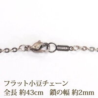 チタンネックレスチェーン(フラットアズキ43cm2mm)アレルギーフリー金属アレルギー安全