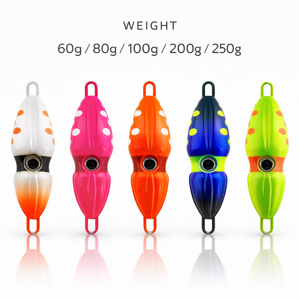 【送料無料】 メタルジグ 60g 80g 100g 200g 250g イカ型ジグ タコベイトジグ イカジグ フィッシング ルアー 鉄ジグ ジギング 夜光 UV発光 ジグ 3Dアイズ 釣り用品 釣り具