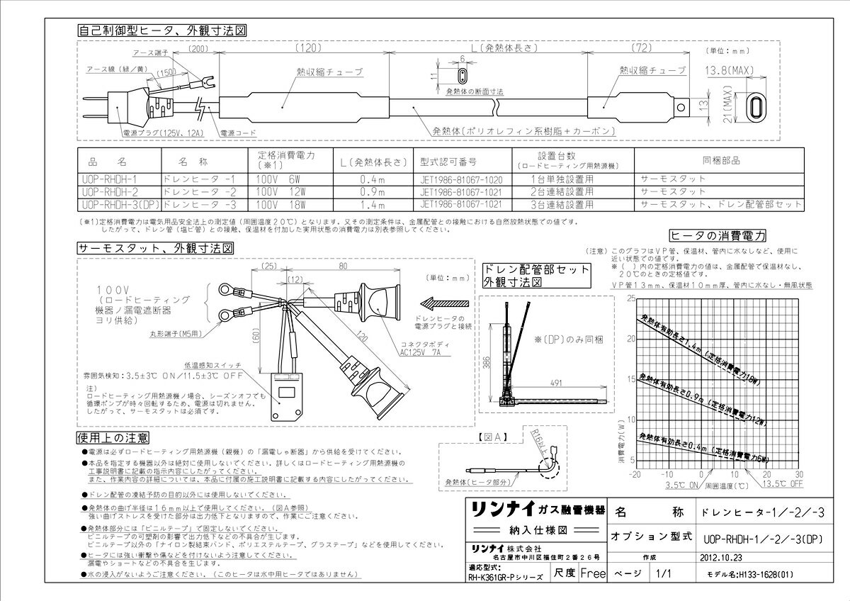 メーカー希望小売価格はメーカーカタログに基づいて掲載しています品名コード :23-7177商品名 :給湯オプション品型式名 :UOP-RHDH-3(DP)梱包縦寸法 :555梱包横寸法 :425梱包幅寸法 :105体積(M3) :0.025M3販売開始日 :2012/09/01