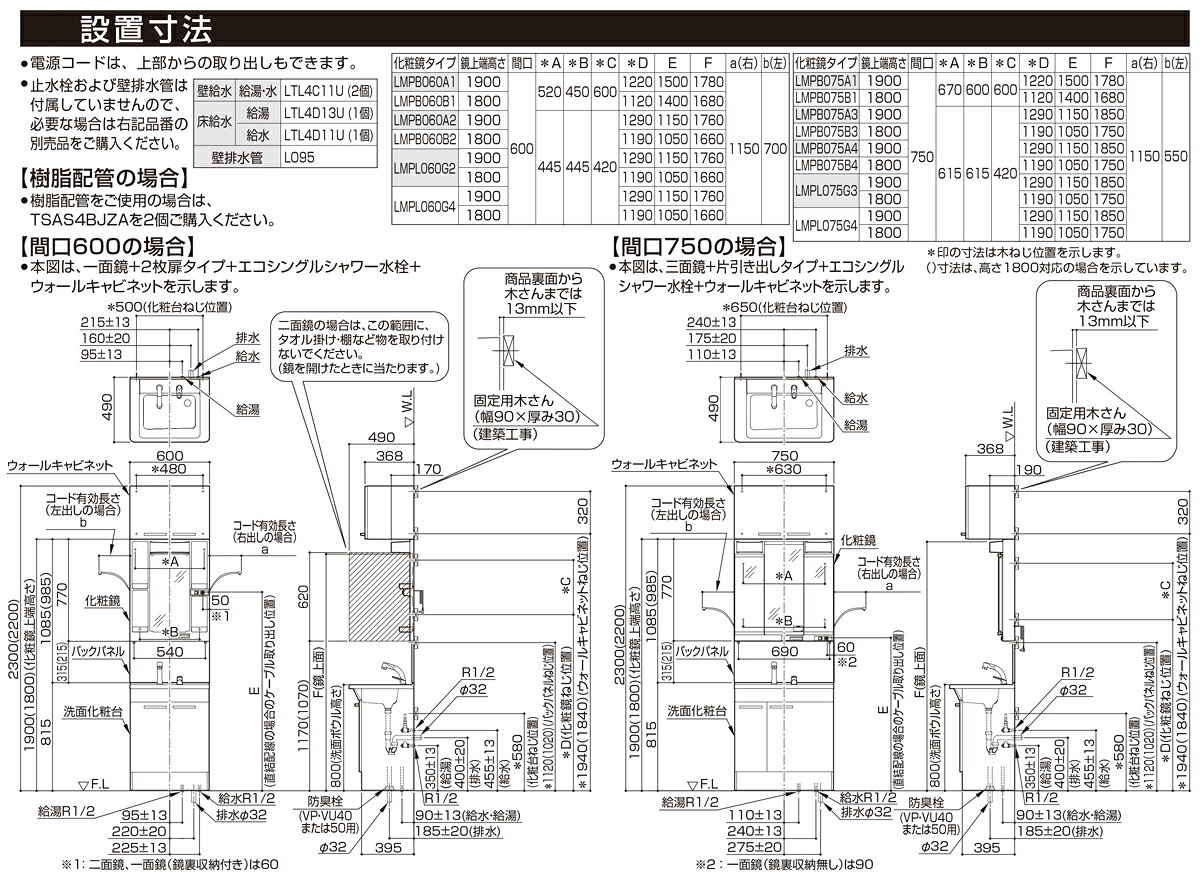 【LWPB060ANA2A】 《TKF》 TOTO Vシリーズ 洗面化粧台 ウォールキャビネット 幅600...