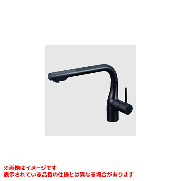 【KM6101ECC5】 《TKF》 KVK シングルシャワー付混合栓（eレバー）グロスブラック ωζ0