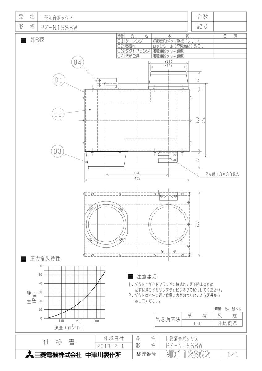 メーカー希望小売価格はメーカーカタログに基づいて掲載していますPZ-N15SBWPZ-N15SBW発売日：2013年07月01日主な機能・仕様・材質：溶融亜鉛メッキ鋼板・吸音材質：ロックウール(不織布貼)50mm・質量：5.8kg
