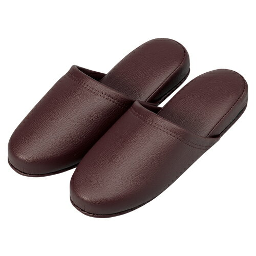 【36037 (10P) 《69837》】 《TKF》 オーミケンシ 抗菌レザー調スリッパ10足ダークワイン ωυ2