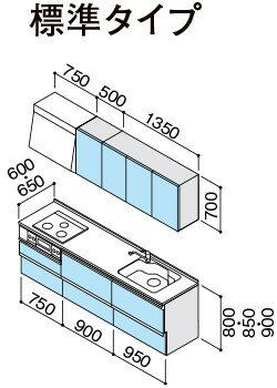 【ラクエラ コンフォートシリーズ】 《TKF》 クリナップ システムキッチン I型 間口260cm スライド収納 標準仕様 TUシンク ωγ1