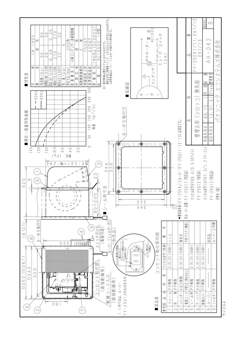 Other - 【FY-25EK1】 《TKF》 パナソニック 壁埋込形（シロッコ）換気扇 ωτ0