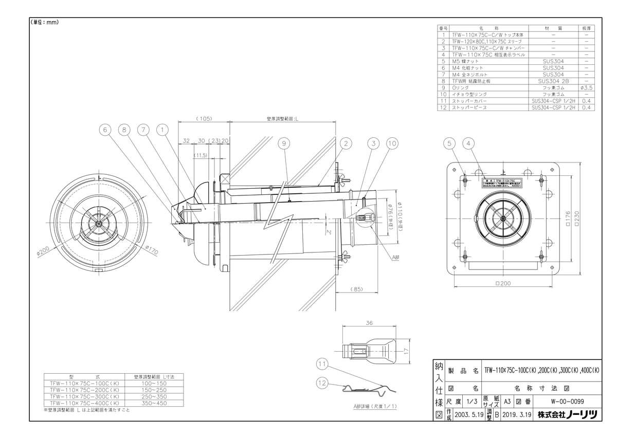 メーカー希望小売価格はメーカーカタログに基づいて掲載していますTFW110X75C-200C(K)