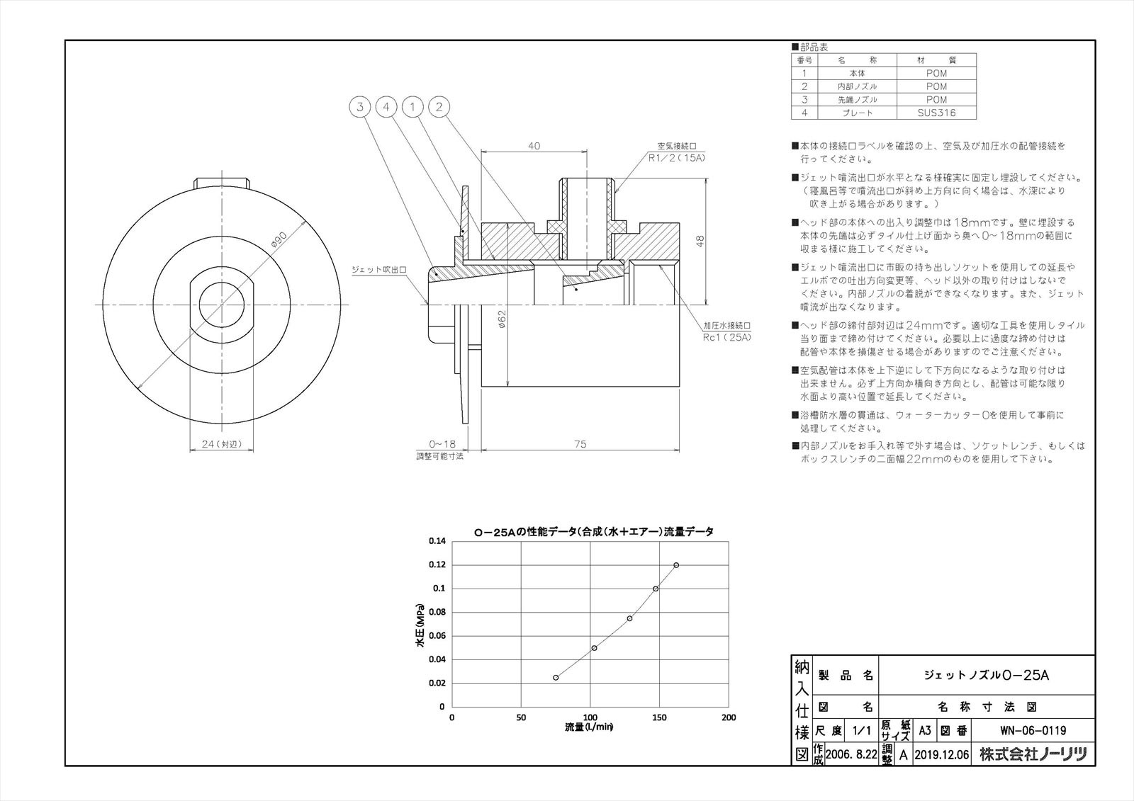 【ジェットノズルO-25A】 《TKF》 ノーリツ 業用部材 ωα0 2