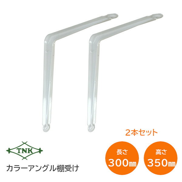 ★1日限定1000円オフクーポン★田中工業/TNK TW-300 カラーアングル 棚受け 横300mm×縦350mm×幅51mm ホワイト 1組(2本入) アングル 棚 白 ブラケット 日本製