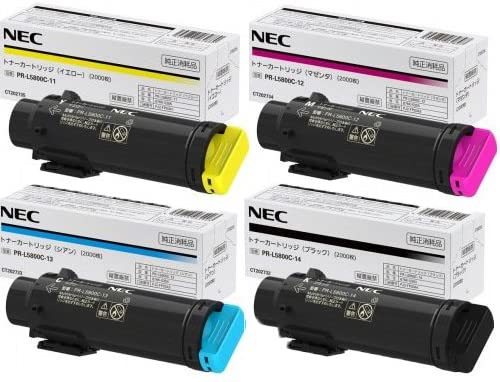 【4色セット】NEC PR-L5800C-14, 13, 12, 11 (黒 青 赤 黄) 純正トナー（Color MultiWriter 5800C 専用）