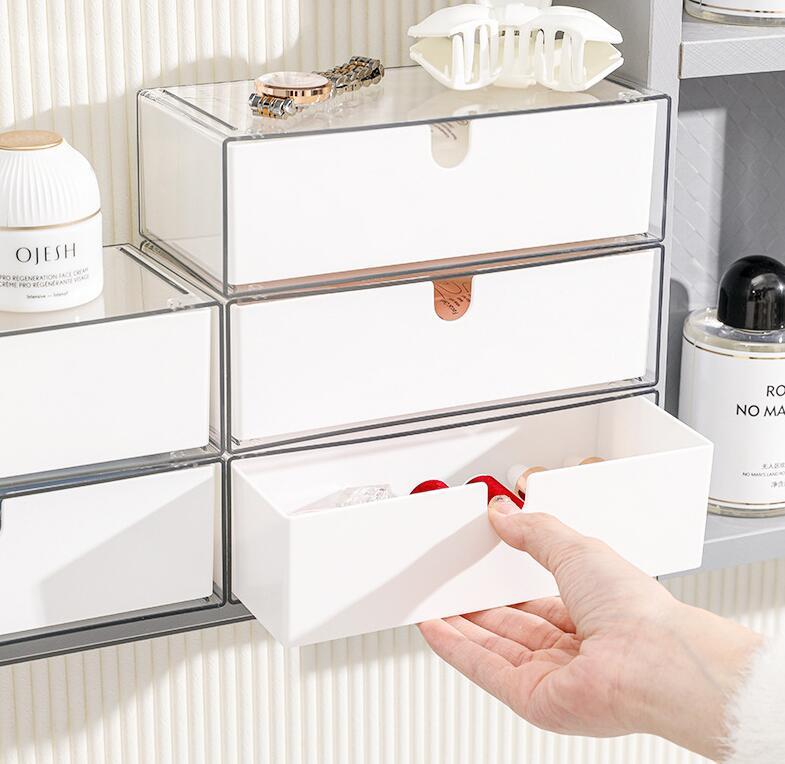Rakuten - 卓上収納ケース 4段 ホワイト 文書 3段 衣類収納 プラスチック 化粧品 頑丈 書類ケース 透明 小物 収納ボックス 事務用品 大容量 組み合わせても 横 シンプルでおしゃれ 文房具収納