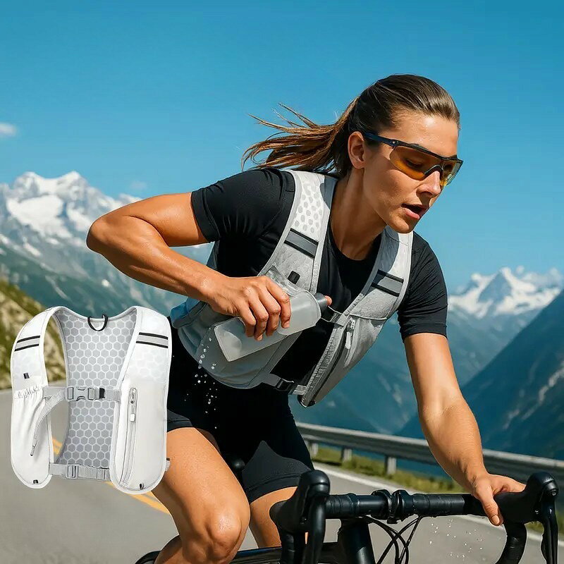 TKMjapan本店の送料無料 ランニングバッグ ランニングベスト ランニングポーチ ボディバッグ ベストタイプ ベスト 反射 女性 男性 レディース メンズ 男女兼用 シンプル ポケット 調節可能 通気性 薄い 軽量 水分補給 スマホ 鍵 落下防止 便利｜アングル2