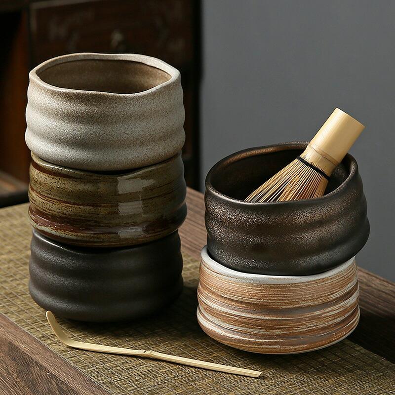 抹茶碗 抹茶茶碗 茶道 径12.7×高7.5cm 黒砂吹き 茶道具 茶筅立て プレゼント 陶器