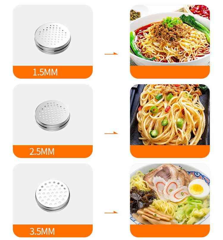 ステンレス製麺機、快適なグリップ スパイラルデザイン 鋳鉄ねじの生産はより省力化されます5種類面を作られます。錆びにくく、取り付けやすく、安定した出力、高い耐久性、断熱材の絶縁、安全に使用できますステンレス製で安全です。錆びにくく、、お手入れも簡単です家庭で中華麺、生ラーメン、餃子の皮、ワンタンの皮そば/うどん/生パスタ/中華麺などを作れます。《使い方法》1.生地を適当な大きさに切って、マシンに入れ、選択したキャップを付けてください。2.片手で横のハンドルを保持し、他の手は生地を押すために上部のハンドルを回転させる。3.ご使用後は機械を分解し、水で洗ってください。サイズ5種類キャップ付き サイズについての説明18*6*12.5cm（5種類キャップ付き） 素材ステンレス 色シルバー 備考●サイズ詳細等の測り方はスタッフ間で統一、徹底はしておりますが、実寸は商品によって若干の誤差(1cm?3cm )がある場合がございますので、予めごください。●製造ロットにより、細部形状の違いや、同色でも色味に多少の誤差が生じます。●パッケージは改良のため予告なく仕様を変更する場合があります。▼商品の色は、撮影時の光や、お客様のモニターの色具合などにより、実際の商品と異なる場合がございます。あらかじめ、ごください。▼生地の特性上、やや匂いが強く感じられるものもございます。数日のご使用や陰干しなどで気になる匂いはほとんど感じられなくなります。▼同じ商品でも生産時期により形やサイズ、カラーに多少の誤差が生じる場合もございます。▼他店舗でも在庫を共有して販売をしている為、受注後欠品となる場合もございます。予め、ごお願い申し上げます。▼出荷前に全て検品を行っておりますが、万が一商品に不具合があった場合は、お問い合わせフォームまたはメールよりご連絡頂けます様お願い申し上げます。速やかに対応致しますのでご安心ください。メーカー希望小売価格はメーカーカタログに基づいて掲載しています