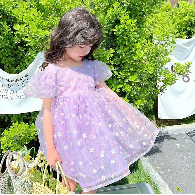 Rakuten - チュール ワンピース キッズ ドレス 子供 ドレス 半袖 チュール 女の子 子供服 こども服 子ども服 子ども ドレス 無地 プチプラ 夏 90cm 100cm 110cm 120cm 130cm ピアノ発表会 結婚式 音楽会 演奏会 パープル かわいい 七五三