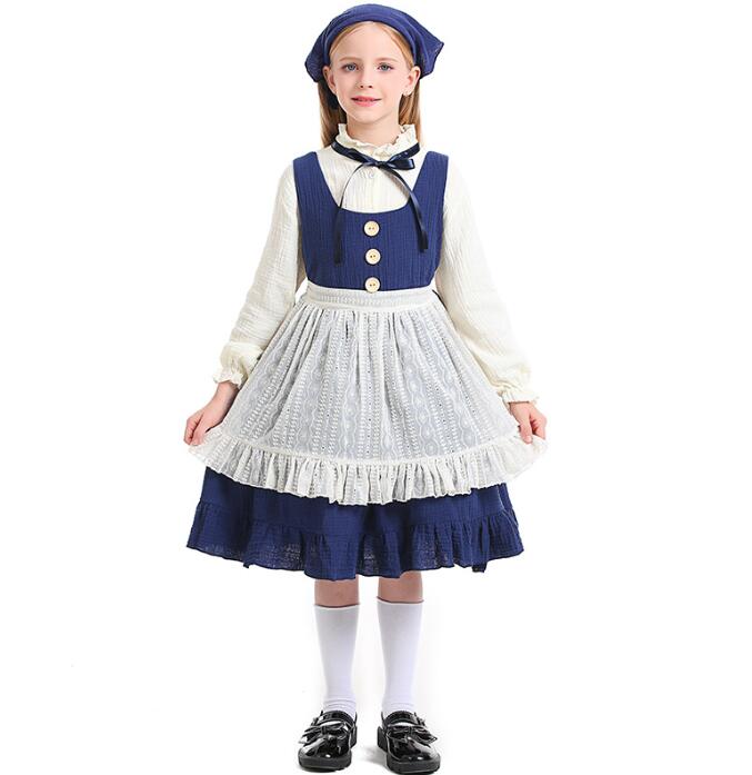 ハロウィン コスプレ 衣装 子供 メイド服 女の子 ハロウィンドレス 農場 牧場 荘園 コスプレ衣装 ガールズ 膝丈ドレス 舞台演出服 オペラ 演劇 コスチューム 仮装衣装 tkm-store-10010663 TKMjapan本店 サンプル画像2