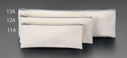 仕様：●サイズ(mm):300×110(H)●材質:キャンバス生地●キャンバス生地を使用した丈夫な袋です。●工具や道具・筆記具など使い方はさまざまです。●開閉ファスナー付●マチの無い薄型袋です。商品画像に関する注意事項：●画像に数字等の情報が入っている場合は、　品番末尾が対象商品の画像となります。