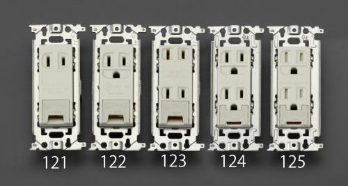 エスコ (ESCO) EA940CE-125 125V/15A 埋込コンセント(2口/接地・アース・扉付) EA940CE-125