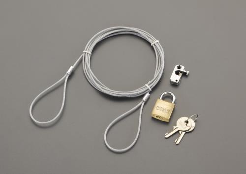 エスコ (ESCO) EA983TS-4 2.0m パソコンセキュリティワイヤーロック(南京錠タイプ) EA983TS-4 【3STセ..