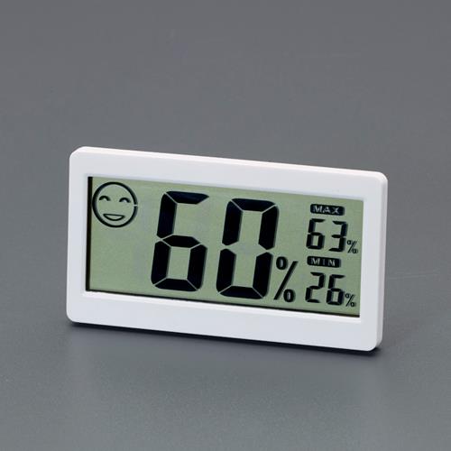 仕様：●測定範囲:温度:-20~70°C湿度:20~95%RH●測定精度:温度:±1°C湿度:±5%●分解能:1°C●測定間隔:20秒●機能:最高最低温湿度表示●電源:LR44×1個(付属)●サイズ:88×16×48mm●重量:41g●材質:ABS●本体裏面にマグネット付●温湿度環境を顔文字で表示商品画像に関する注意事項：●画像に数字等の情報が入っている場合は、　品番末尾が対象商品の画像となります。