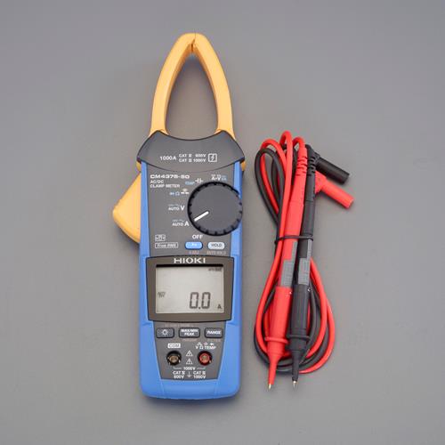 仕様：●メーカー:日置電機(HIOKI)●型番:CM4375-50●直流電流:600/2000A基本確度:±1.3%rdg.±0.3A(600Aレンジ)●交流電流:1000A(最大表示999.9A,10Hz~1kHz,真の実効値整流)基本確度45-66Hz:±1.8% rdg.±0.3A(at30.1A-900.0A)●クレストファクタ:1000Aレンジ:1.5●交流+直流電流:1000A(DC,10Hz~1kHz,真の実効値整流)基本確度DC,45-66Hz:±1.3%rdg.±1.3A(at30.1A-900.0A)●直流電力:0.000 kVA~1000 kVA(P2000使用時 0 kVA~2000 kVA) (電圧レンジに応じて自動的に切替)基本確度:±2.0% rdg.±20dgt.●直流電圧:600mV/6/60/600/1000V基本確度±0.5%rdg±0.5mV●交流電圧:6/60/600/1000V(15~1kHz,真の実効値整流)基本確度45-66Hz:±0.9%rdg.±0.003V(at6V)●交流+直流電圧:6/60/600/1000V基本確度DC,45-66Hz:±1.0%rdg.±0.013V(at6V)●規格:CATIV 600V,CATIII 1000V(直流高電圧プローブ装着時)CATIV 1000V,CATIII 2000V●抵抗:600Ω/6/60/600kΩ/6MΩ基本確度:±0.7%rdg.±0.5Ω(at600Ω)●静電容量:1μ/10μ/100μ/1000μF基本確度:±1.9%rdg.±0.005μF(at1μF)●周波数:9.999Hz/99.99Hz/999.9Hz基本確度:±0.1%rdg.±0.003Hz(at9.999Hz)●温度:-40~400°C確度:±0.5%rdg.±3.0°C+温度プローブ確度加算●高調波:【ワイヤレスアダプタ(EA708XA-1)装着時】電圧, 電流における30次までの高調波レベル/含有率/総合高調波歪み率※アプリケーションソフト (GENNECT Cross) にて表示可能●機能:導通チェック、ダイオードチェック、AC/DC自動判別、DC電流・電圧の正負判定、最大/最小/平均/波高値最大/波高値最小値の表示、ローパスフィルタ、表示値ホールド、バックライト、オートパワーセーブ、ブザー音、ゼロアジャスト●クランプ内径:34mm●電源:単4電池×2本(付属)●連続使用時間:約40時間(Z3210未装着)約20時間(Z3210装着かつ無線通信)●サイズ:65(W)×35(D)×242(H)mm●ジョー断面最小寸法:9.5mm(寸法はジョーの先端から44mmの範囲の値)●ジョー寸法:53(W)×20(D)mm●重量:350g●材質:樹脂●使用温度範囲:-25~65°CRH以下(結露しないこと)●防じん防水性:IP20(完全に乾いた状態での電圧測定、ジョー閉時)IP54(保管時)●bluetooth:無●通信インターフェース:なし●付属品:・キャップレスのテストリード×1・携帯用ケース×1・取扱説明書×1・使用上の注意×1商品画像に関する注意事項：●画像に数字等の情報が入っている場合は、　品番末尾が対象商品の画像となります。