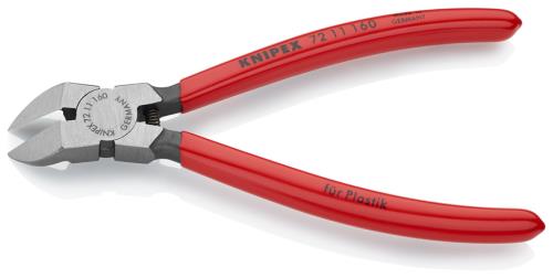 仕様：●メーカー:KNIPEX(クニペックス)●型番:7211160●全長:160mm●ハンドル:プラスチックコーティング●仕上げ:磨き●刃角度:45°●重量(g):150●刃長(mm):22●刃幅(mm):18●バネ付で連続作業に便利です。●刃はまっすぐで切断面がフラットに仕上がります。●鉛などの軟材やプラスチック部品を綺麗に切断できます。商品画像に関する注意事項：●画像に数字等の情報が入っている場合は、　品番末尾が対象商品の画像となります。