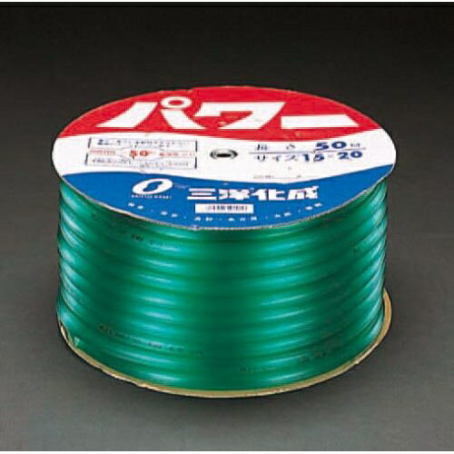 仕様：●メーカー:三洋化成●型番:PW-1520D 50G●商品名:パワーホース●用途:家庭用給水用具、家庭・農業用散水用具として●ホース長:50m●内径:15mm●外径:20mm●使用流体:水●使用圧力:0.20MPa以下(環境温度23°C時)●材質:PVC●使用温度範囲:0~60°C●耐寒性:脆化温度-50°C●単層管チューブ●流体を確認することができるクリアタイプ●耐寒性・弾力性に優れています。●ねじれ・折れグセがつきにくい構造●食品衛生法(厚生労働省告示第370号)適合●※ノズルなど圧力のかかる用途には適しません。商品画像に関する注意事項：●画像に数字等の情報が入っている場合は、　品番末尾が対象商品の画像となります。