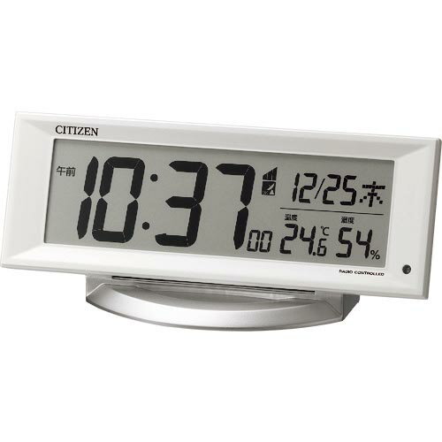シチズン　電波　目覚まし時計　温湿度計付き　暗所自動点灯機能　白 8RZ202-003 ( 8RZ202003 ) リズム（株）