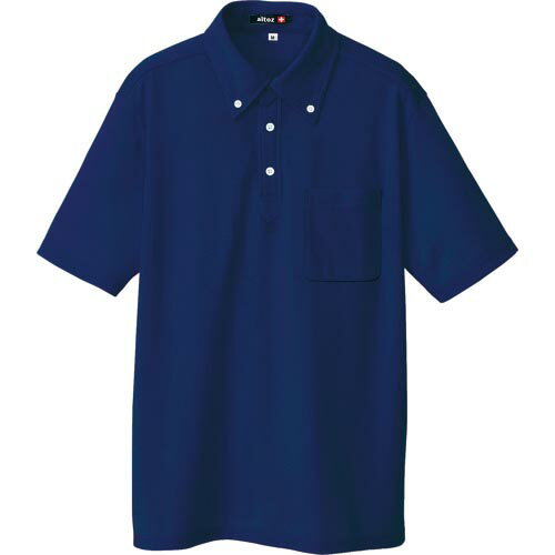 Short Sleeve Shirt - アイトス ボタンダウン半袖ポロシャツ ネイビー L ( 10599-008-L )